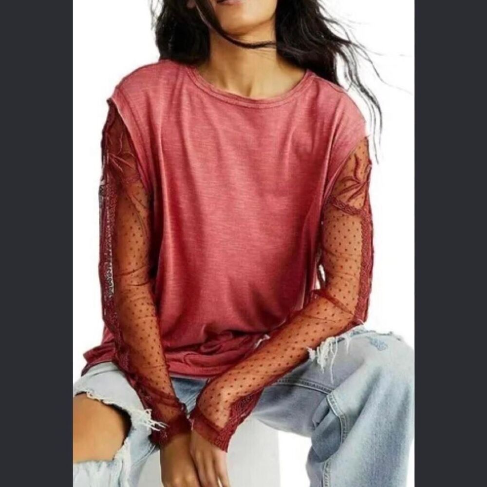 Free-people Women's Red and Burgundy Shirt